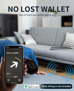 Portefeuille fin en cuir PU, porte-cartes, bifold, anti-RFID, pour poche avant, compatible avec AirTag, idéal pour les voyages - Product Image 6