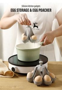 Support de cuisson pour œufs en silicone, disponible en 4 et 6 cavités - Support à œufs résistant à la chaleur pour la cuisson à la vapeur, l'ébullition et le stockage - Ensemble de cuisson sans BPA - Product Image 3