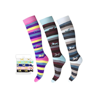 Chaussettes de compression d'équitation de qualité supérieure avec logo de marque personnalisé pour femmes et hommes, chaussettes équestres montantes absorbant la transpiration