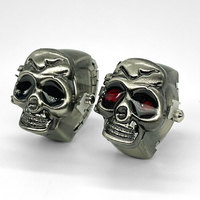 Bijoux de mode en gros, bague-montre en métal avec design de crâne pour hommes et femmes