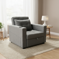 Canapé-lit pliant moderne et durable avec rangement, structure métallique carrée, rembourrage en éponge, revêtement en tissu, pour appartement, hôtel, OEM/ODM