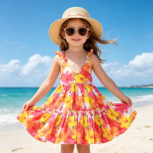 Vestido para Bebé y Niña Pequeña, Modelo CD3-6 Halter Twirl, Estilo Inglés Otoñal, Línea A, Impresión Personalizada, 95% Algodón, OEM/ODM, 3-7 Días - Product Image 2