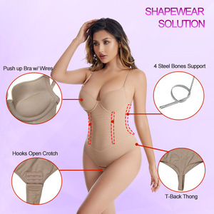 4 Body in acciaio Body intero Body Fajas ganci aperti inguinali a forma di ferretto T-back ferretto 4 ossa in acciaio supporto bodyshaper