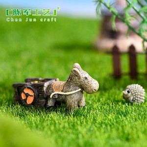 Ornamenti Decorativi per Micro-paesaggi in Muschio Weij, Paesaggio <span class=keywords><strong>Acquatico</strong></span> con Asinello Cartoon che Tira un Carretto, Accessori per Piante Succulente - Product Image 4