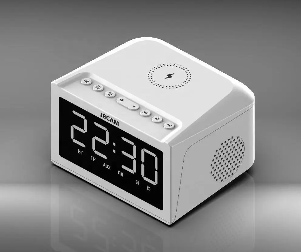 Noise Sound Machine Altavoces 10W Woofer Speaker HF18W Dual Alarm Clock Wireless Charger ABS Plastic New Portable Active White