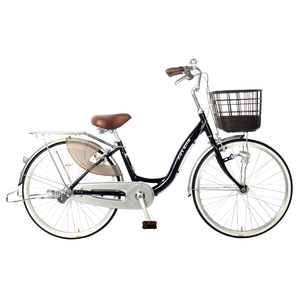 Vélo de ville classique pour <span class=keywords><strong>femme</strong></span>, <span class=keywords><strong>24</strong></span> <span class=keywords><strong>pouces</strong></span>, à une vitesse, en acier haute teneur en carbone, style vintage, avec panier - Product Image 1