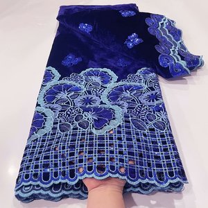 Vải nhung thêu vải rỗng váy cưới Châu Phi sườn xám nhung ren - Product Image 5