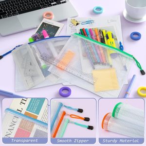 Juego de papelería YS, estuches para lápices, bolsas de gran capacidad, malla de nailon, cremallera, paquete a granel, 80 piezas, 10 colores, multiusos, Escuela/Oficina - Product Image 3
