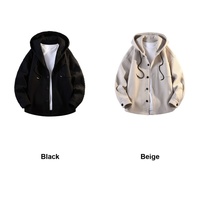 Blouson Bomber Personnalisé à Capuche, Boutonné, Texture Feutrée, 100% Polyester, Coupe Oversize, Épaules Tombantes, Style Smart Casual, Vente en Gros