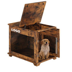 Kandang anjing kayu mewah dalam ruangan akhir meja gaya peti anjing Modern kayu dekoratif rumah anjing peliharaan kecil - Product Image 4