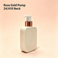 Flacon carré en HDPE mat de 180 ml avec pompe or rose, vide, pour savon liquide, shampoing, lotion corporelle, rechargeable, logo personnalisé, vente en gros, offre spéciale