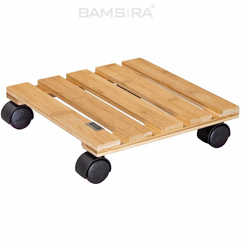 Портативная деревянная подставка для растений с запираемыми роликами/Bamsira_BSCI