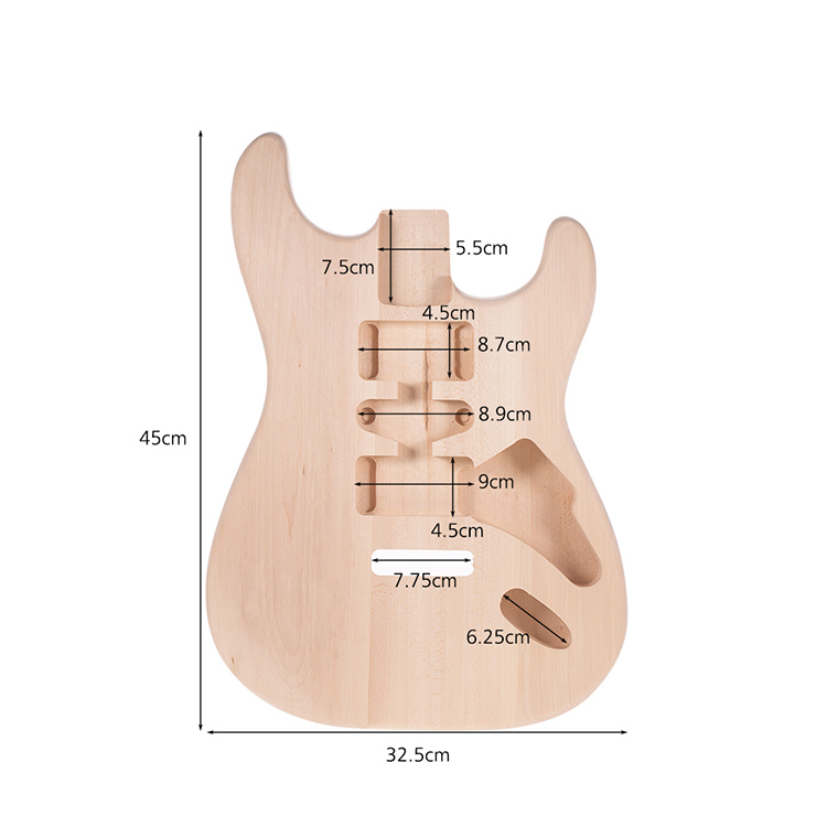 Body voor Elektrische Gitaar SSH stijl Onafgewerkt Paulowniahout Lichtgewicht Doe het zelf muziekinstrument, Gemaakt met Voorgeboorde Gaten