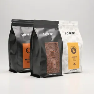 Impreso personalizado 250g 500g 1kg Cremallera <span class=keywords><strong>flexible</strong></span> Bolsas de papel Kraft para alimentos Embalaje de café de fondo plano vacío - Product Image 6