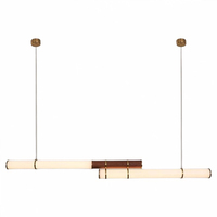 Suspension moderne en fer forgé avec double suspension réglable et LED, idéale pour table à manger ou îlot de cuisine