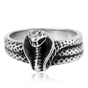 yunnique Retro Snake <b>Titanium</b> Steel <b>Ring</b> Unisex Fashion Jewelry Gift Animal Shape Geometric Design Steel Color - Product Image 3
