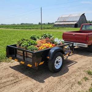 Remorque utilitaire à essieu unique en acier robuste avec côtés grillagés pour le transport de marchandises agricoles et paysagères, avec roue de <span class=keywords><strong>jockey</strong></span>, directement de l'usine - Product Image 2