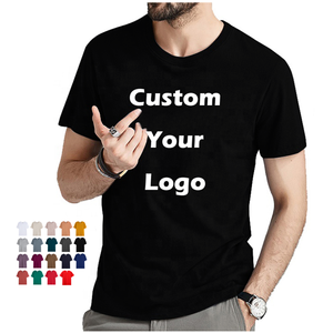 Camiseta personalizada con logo impreso para hombre, mezcla de poliéster y algodón, talla grande, camiseta lisa para hombre, camiseta en blanco al por mayor. - Product Image 1