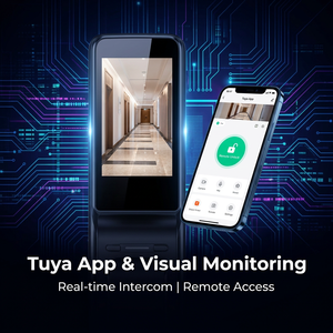 Serrure de <span class=keywords><strong>porte</strong></span> intelligente WiFi Tuya App avec reconnaissance faciale 3D, interphone vidéo, stockage cloud, sécurité domestique, <span class=keywords><strong>porte</strong></span> en aluminium - Product Image 4