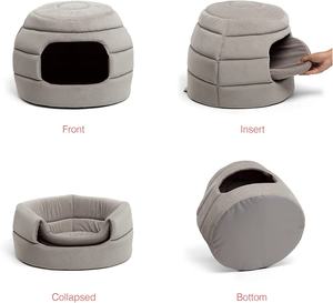 Lit pour chien pliable moderne et tendance, style grotte, coussin en mousse amovible, lavable, portable, emballé en carton - Product Image 3