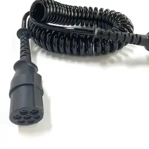 Individuelles flexibles schwarzes 20 22A 4-kern-PU-Kabel spiralförmiges gewindetes Draht/ Federnkabel für Auto-Oto-Industrie Gabelstapler Anhänger-Kabel