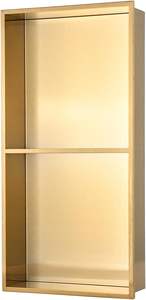 <span class=keywords><strong>Niche</strong></span> <span class=keywords><strong>de</strong></span> douche double en acier inoxydable robuste 12''x24'' à encastrer, finition or brossé, sans carrelage nécessaire - Product Image 1