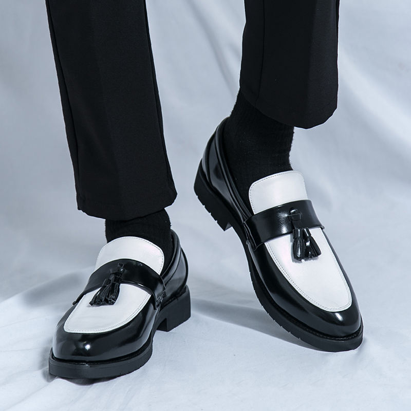 Order Online Black Dress Shoes White Soles Unisex Design & Breathable