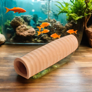Schlussverkauf lang geformte Terrakotta-Dekorationen kleine Fische verstecken Krebserzucht Höhle Aquariumzubehör Herkunftsmaterial Wassereinsatz - Product Image 2