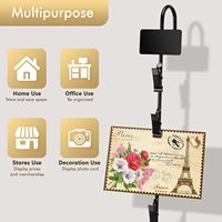 Présentoir métallique noir Hookei pour chips avec crochets robustes et porte-étiquettes, 12 clips, logo ODM, 825x90x30mm pour supermarchés