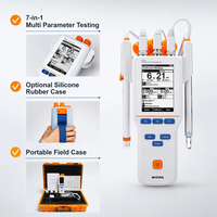 Analyseur de qualité de l'eau portable 7-en-1 multi-paramètres, testeur de pH, DO, EC, ISE, température