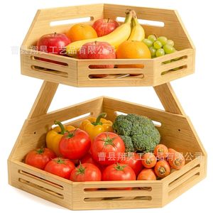 Estante esquinero de bambú de 2 niveles para almacenamiento en la cocina, organizador de productos y exhibición en encimera - Product Image 2