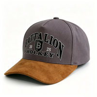 Topi Snapback 5 Panel Suede Katun Unisex Bordir Logo Custom, Bordir Tangan, Puff Printing,  dengan Tali dan Aksen Lengkung Tanpa Struktur