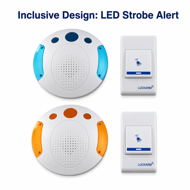 Round Flash Light Battery Powered Wireless Doorbell Door Chime for Apartment