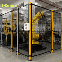 Clôture de sécurité pour robots, en acier galvanisé jaune, pour automatisation d'usine, panneaux en treillis métallique.