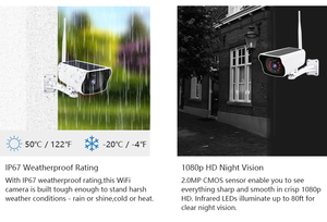 Cámara de Seguridad Solar Inteligente 1080P HD Inalámbrica de Bajo Consumo con Batería, Audio Bidireccional, Detección de Movimiento PIR, Visión Nocturna, Red Wifi 4G - Product Image 5