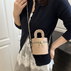 2025 Double Zipper <strong>Mini</strong> Chain Fashion Personalized Trendy Handheld Single Shoulder Cross Shoulder Cylindrical Women's <strong>Bag</strong> - Product Image 6