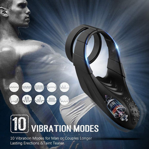 Dispositivo de estimulación para adultos, anillo vibrador para pene, color negro, juguete sexual vibrador para hombres - Product Image 4