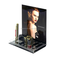 Présentoir en acrylique pour bijoux, cosmétiques, bouteilles de parfum, avec poche A4