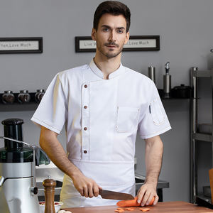 Camisa de uniforme de Chef <span class=keywords><strong>barata</strong></span> para uniforme de personal de restaurante uniforme de Chef Sexy de manga corta para mujer - Product Image 3