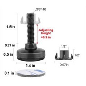 Patas Niveladoras para Muebles de Alta Resistencia, Patas Ajustables de 3/8'' para Sillas, Patas con Tornillo Ajustable para Patas de Silla, Deslizadores de Plástico - Product Image 5