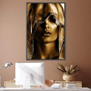 <span class=keywords><strong>Cuadros</strong></span> Decorativos de Lienzo con Diseño de Maquillaje Dorado para Mujer, Impresiones de Arte de Pared de <span class=keywords><strong>Estilo</strong></span> Nórdico, Retratos Escandinavos para Decoración de Sala de Estar - Product Image 3