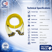 Kabel Patch Fiber Optik Kexint 144 Core MPO MTP Trunk Single Mode OS2 Jaket LSZH Kuning Teruji 3D Kepadatan Tinggi