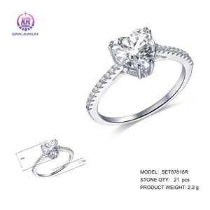 Anillo de Plata 925 con Baño de Rodio y Moissanita Grande Kirin Diamond, Tallas 6, 7, 8 y 9, Anillo de Corazón para Mujer - Product Image 6