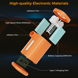 Mini pompe à air <span class=keywords><strong>rechargeable</strong></span> pour gonflables avec 4 buses et lumière de camping, dé<span class=keywords><strong>gonfleur</strong></span> de batterie pour flotteurs de piscine, ballons - Product Image 4