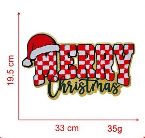 แผ่นปะติดเสื้อยืด หมวก หรือของตกแต่งอื่นๆ ลายตารางคริสต์มาส ปักด้วยไหมเชนีลล์ ขอบกลิตเตอร์ สำหรับคุณแม่ คุณพ่อ และคุณย่า - Product Image 2