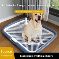 Toilette pour chien durable, simple, extra large, en PP, avec dessus plat, clôture haute anti-éclaboussures, support d'urinoir, parfum original pour animaux de compagnie
