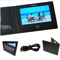 Brochure de carte vidéo LCD en cuir personnalisé Livre vidéo numérique à écran LCD 7 10 pouces Brochure vidéo en cuir
