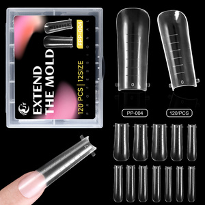 Jieyu Tùy Chỉnh Mẫu 100Pcs Đầy Đủ Bìa Dài Rõ Ràng Móng Tay Giả Pha Lê Móng Tay Khuôn Phụ Nữ Chuyên Nghiệp Trong Suốt Móng Tay Giả - Product Image 1