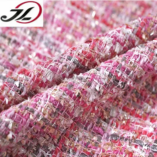 factory direct sale autumn&winter fabrics bright silk weaving tweed fabric for overcoat
