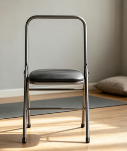 <span class=keywords><strong>Sedia</strong></span> Ausiliaria Pieghevole per Yoga con Telaio in Metallo e Seduta Imbottita in PU, Supporto per Pratica Yoga in Studio e a Casa - Product Image 4